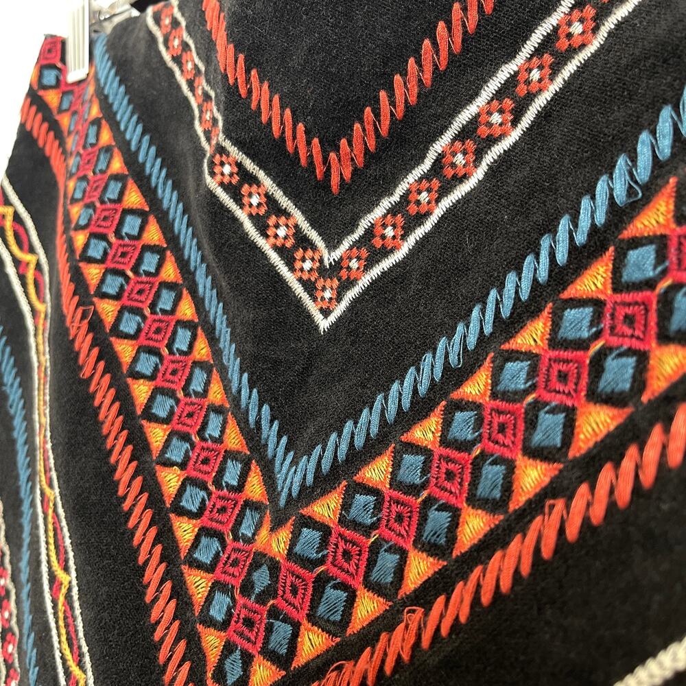 Rockin C Embroidered Mini Skirt Women’s Large Black Southwestern Boho Cotton - Picture 4 of 11